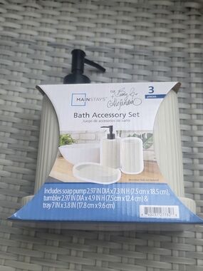 Mainstays Cream Ribbed Bath Accessory Set - 3 Piece